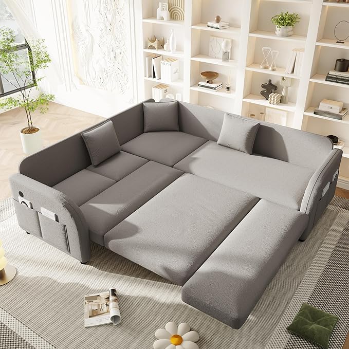 Queen Size Sleeper Sofas Convertible Couches, L Shaped Sectional Couch