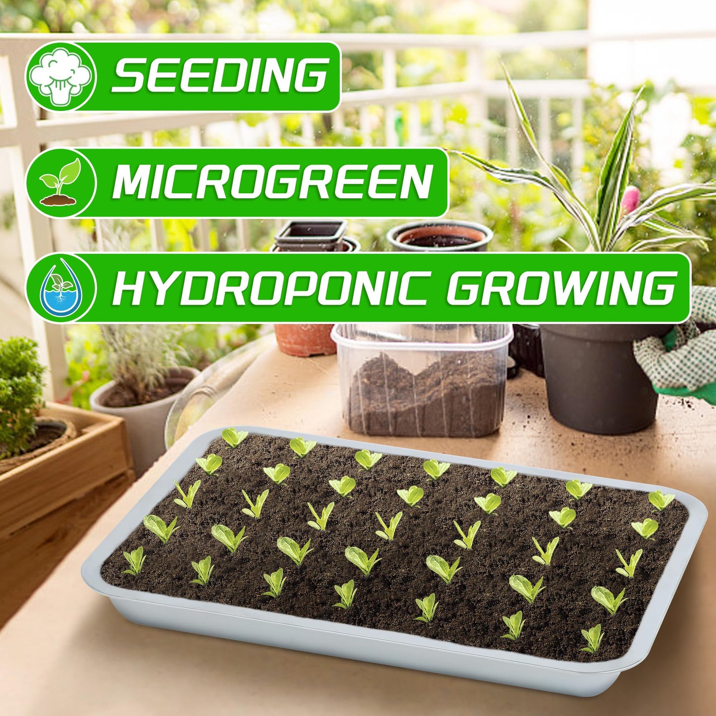WBCBEC Plant Germination Trays, Stainless Steel Plant Trays Stainless Metal Trays Stainless Steel Seed Starter Carry Trays Nursery Seedling Pots Water Collection Transplantation (6PCS)