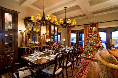 TOCHIC 8-Light Western Chandelier for Dining Room, Farmhouse Chandelier with Lampshade, Rustic Bronze Christmas Tree Bear Wildlife Light Fixture for Living Room Bedroom Kitchen Foyer Cabin, 35.5" D