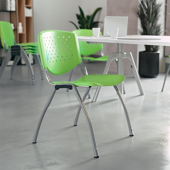 Flash Furniture HERCULES -5 Pack 880 lb. Capacity Green Plastic Stack Chair |