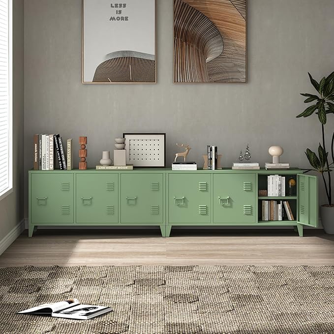 MIOCASA Metal Storage Cabinet, 3 Door TV Stand, Metal TV Cabinet