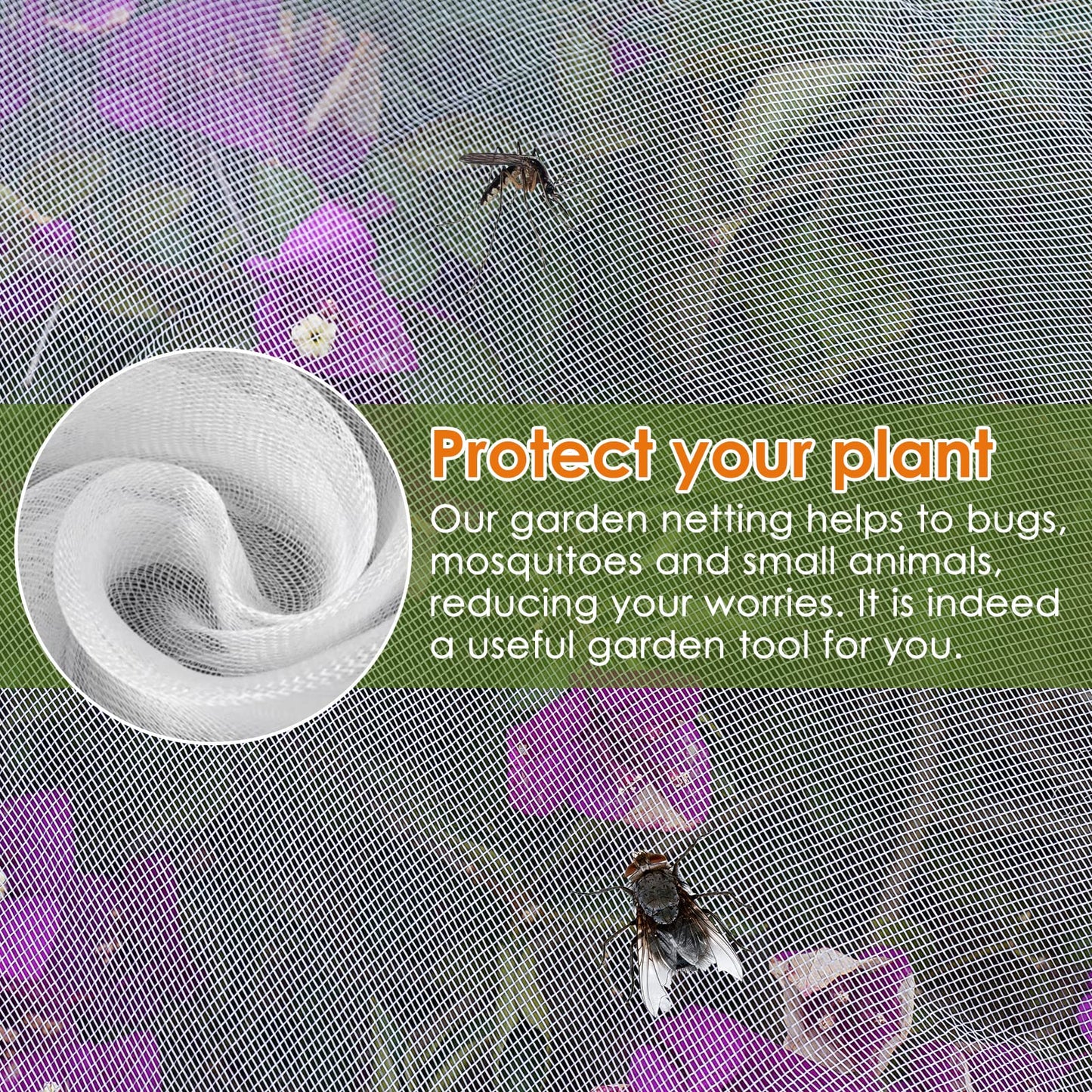 Mesh Plant Cover 3PCS,Garden Netting Mesh Outdoor,Netting for Tomato Plants,Garden Bug Netting Plant Cover,Bird Netting for Garden,Fruit Tree Netting (2.6 x3.2 ft)