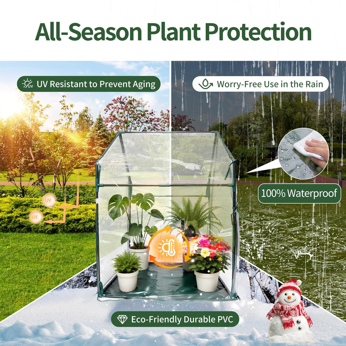 PROWORX Mini Greenhouse 36"x36"x58.5" Plant Cover Tent Seed Starting Waterproof Floor Mat Small Plant Tent for Use on Patio Balcony Porch & Indoors/Outdoors