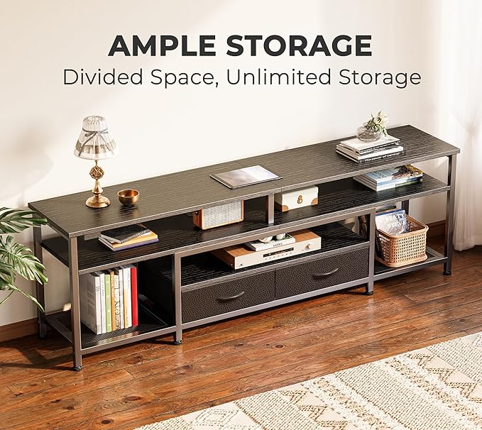 Huuger 63 Inch LED TV Stand for 65 70 Inch TV, Entertainment Center