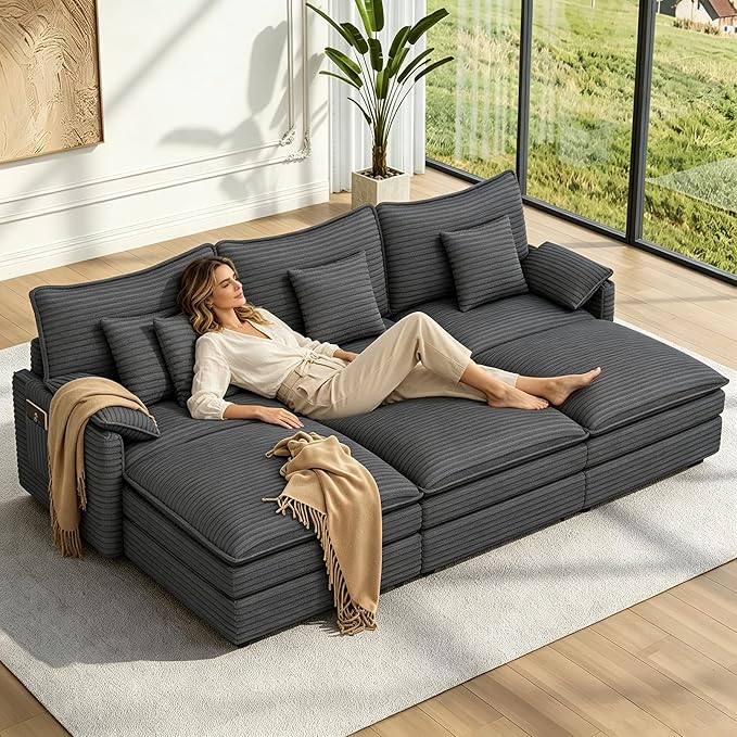 Vesgantti 108" Cloud Couch for Living Room, t6 Seats Deep Seat Sectional