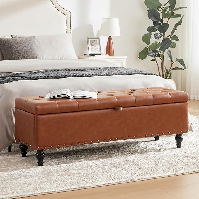 Mangodan 50" Storage Ottoman Bench, Tufted Ottoman