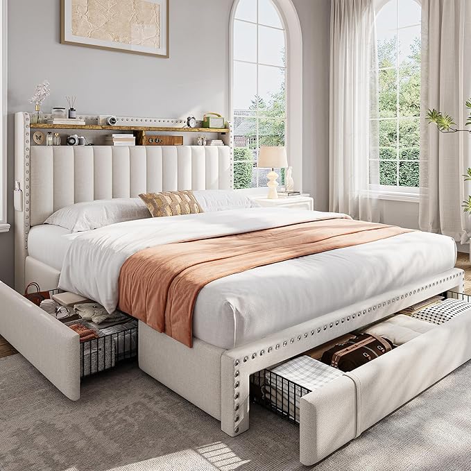 EnHomee Upholstered Full Bed Frame