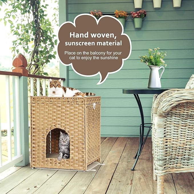 Cat Litter Box Enclosure with Soft Litter Mat; Hidden Cat Washroom Furniture