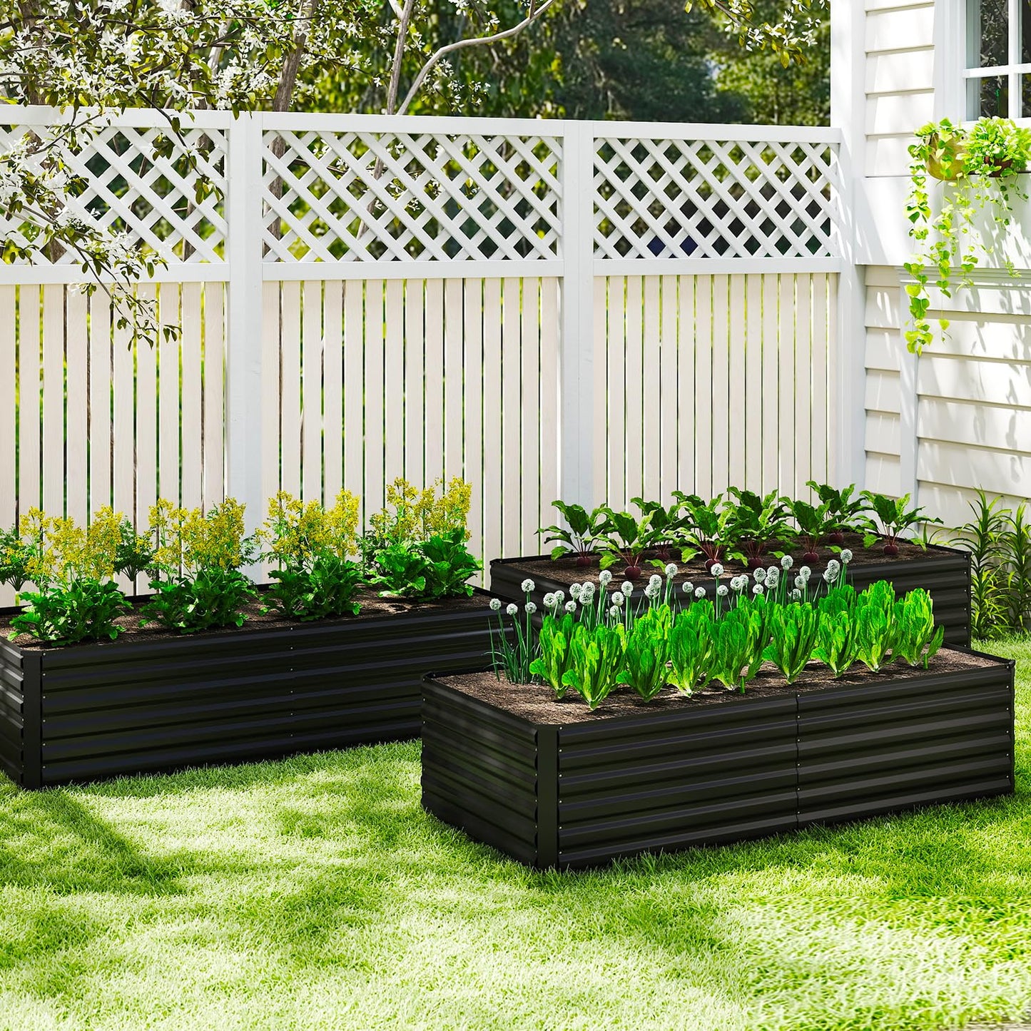 NAVINE 8x4x2 ft Raised Garden Bed, Large Metal Planter Raised Beds, Planters for Outdoor Plants for Vegetables, Flowers, Herbs, Fruits, and Succulents.(2 Pcs)