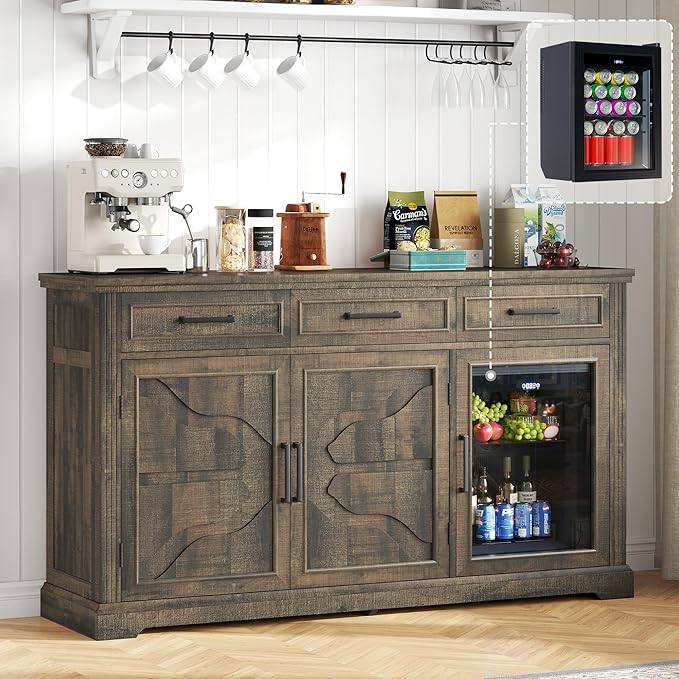 LUXOAK 60" Farmhouse Coffee Bar Cabinet