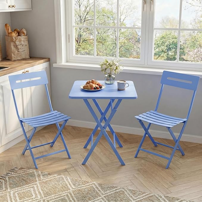 GarveeTech 3-Piece Folding Bistro Set, Heavy Duty Outdoor Patio Furniture