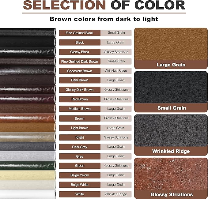 KING MOUNTAIN Leather Repair Patch, 2 Packs 9 x 11 Inches self Adhesive Leather