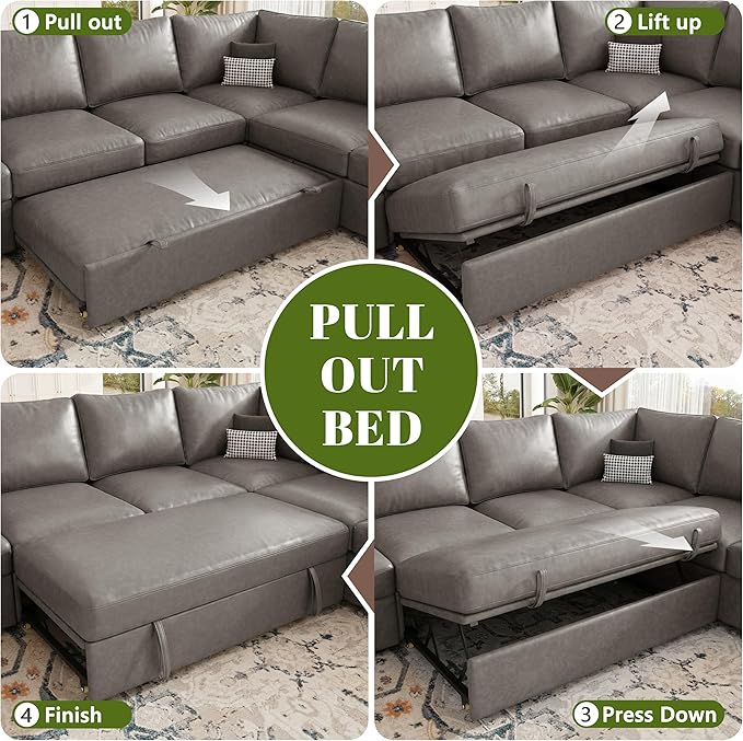 85 Inch Faux Leather Modular Sectional Sofa