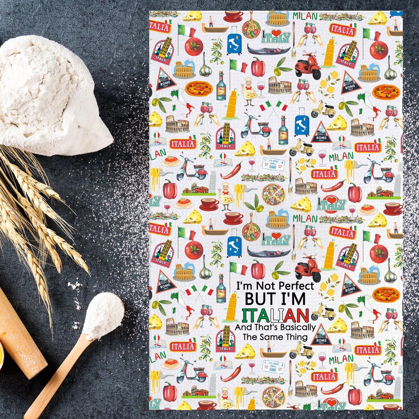 JNIAP Italian Kitchen Towel Italian Dish Towel Italy Kitchen Gift Italy Hand Towel Italians House Warming Gifts (Italian and kt)