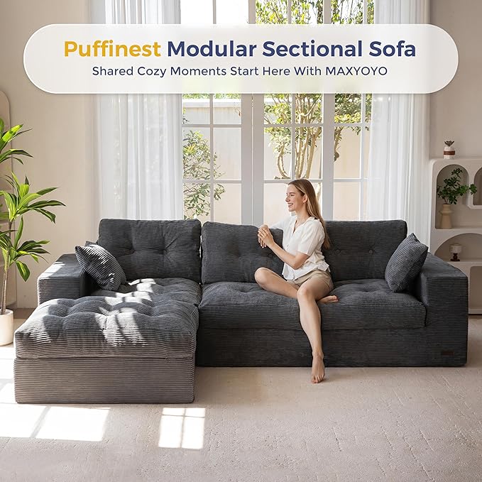 MAXYOYO 104" L Shaped Modular Sectional Sofa