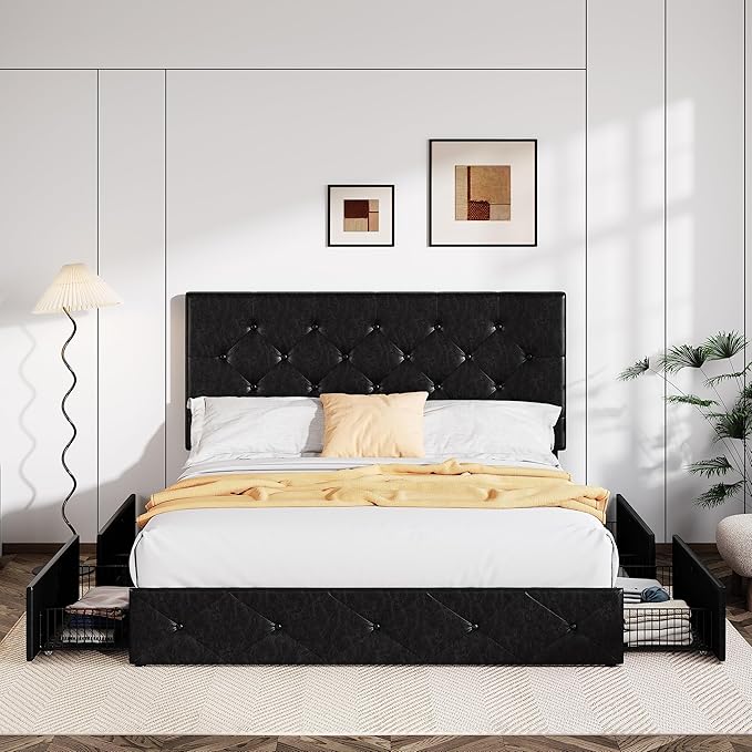 Allewie Upholstered Queen Size Platform Bed Frame