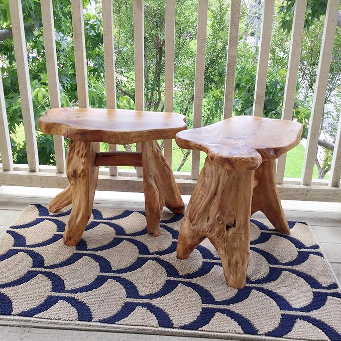 Greenage Cedar Roots Wooden Stool Naturally Shape 10" x 13.5" x 12.2" H Wood