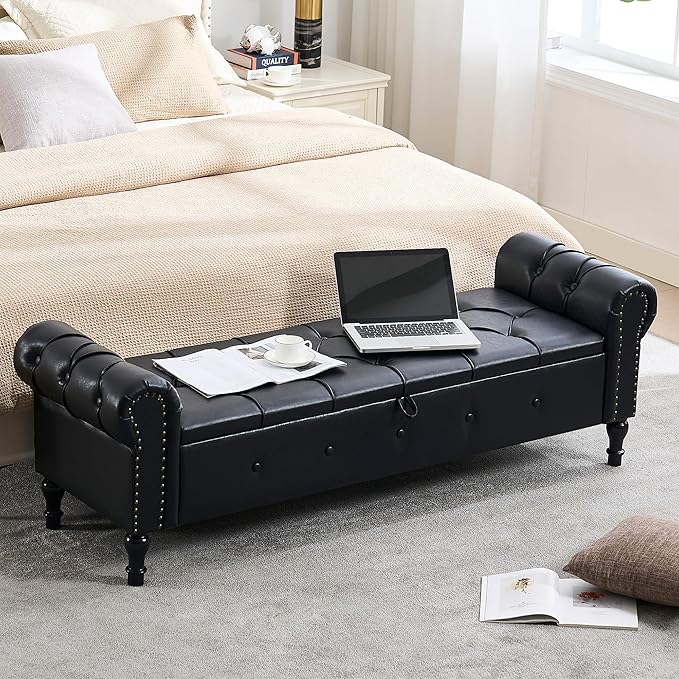67" Storage Bench for Bedroom, End of King Size Benches