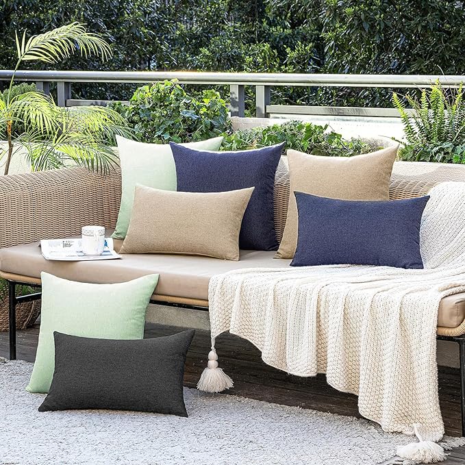 MIULEE Pack of 2 Decorative Outdoor Solid Waterproof Throw Pillow Covers Faux