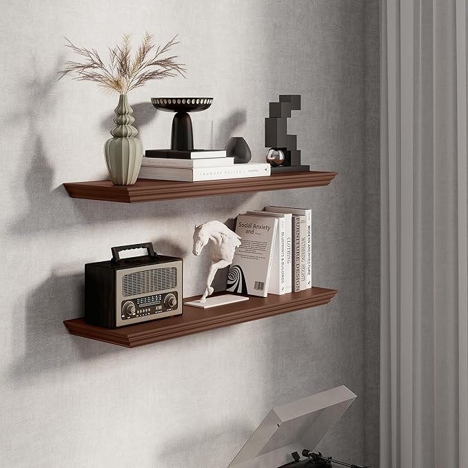 Fun Memories Floating Shelves 32 Inch Long, 9.3 Inch Deep Classic Crown Molding