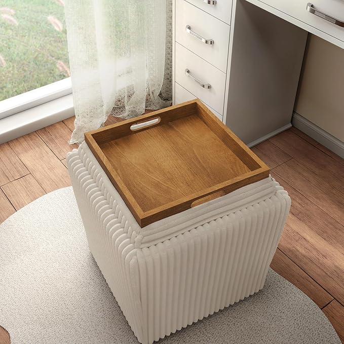 Furniture of America Lennox Modern Chenille 17-inch Square Storage Ottoman