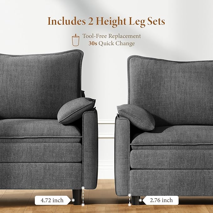 Vesgantti 74" Loveseat Sofa for Living Room, Comfy Cloud Couch Deep Seat
