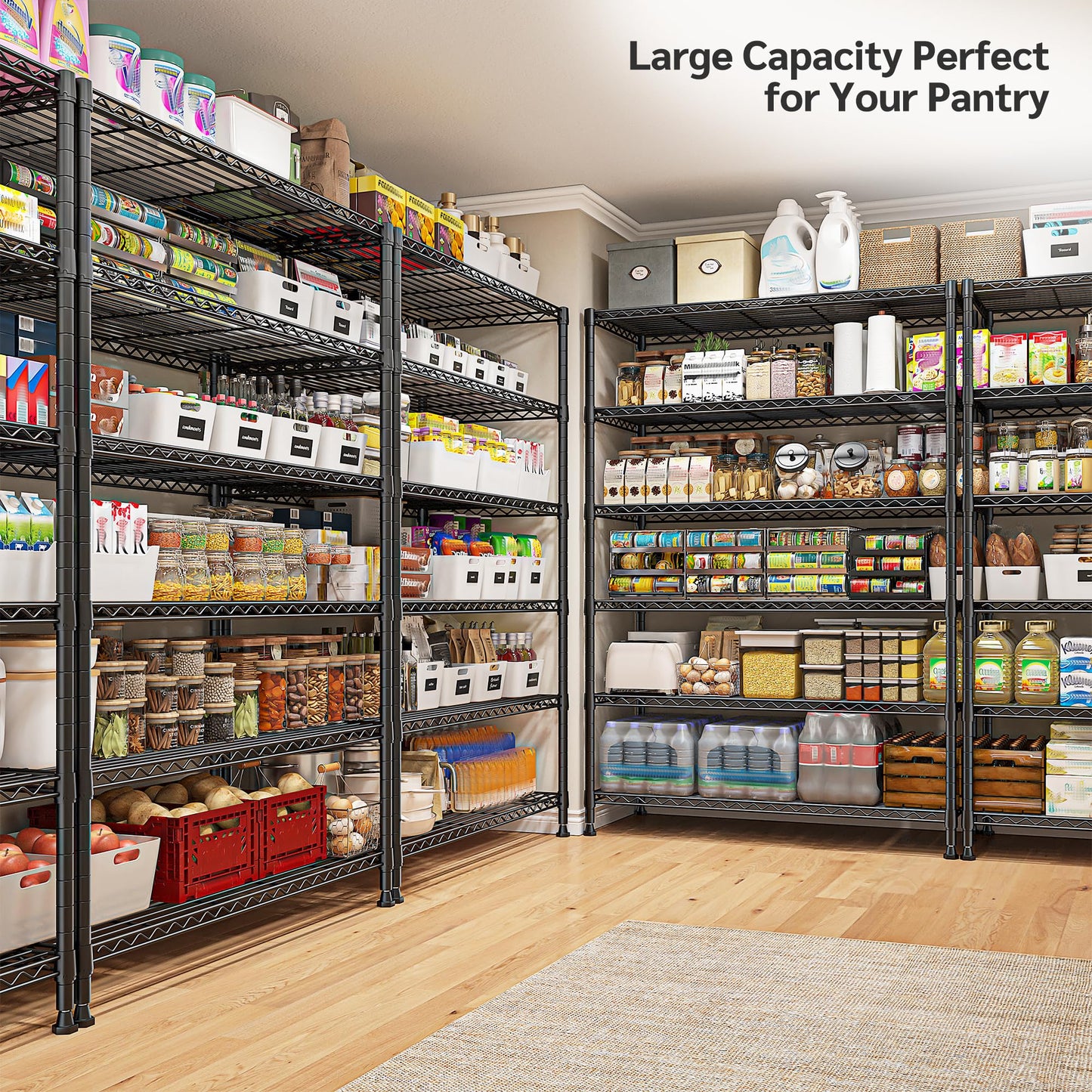 REIBII 75''H Storage Shelves Metal Shelving Unit, 6 Tier Wire Shelving for Pantry Shelves Adjustable 1200LBS Garage Shelving Heavy Duty Storage Rack for Kitchen Garage, 35.4''W*75''H*15.7" D