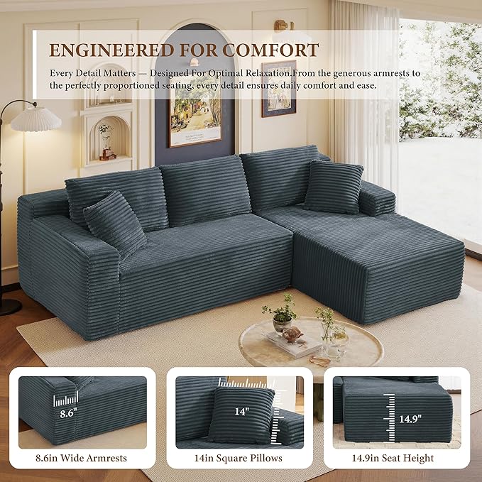 96" Sectional Couches for Living Room Cloud Couch Sofa