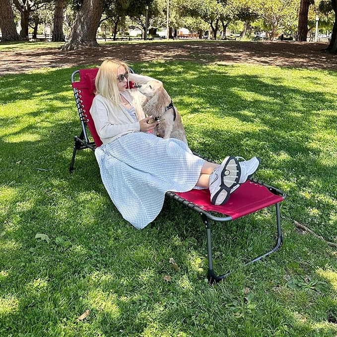KingCamp Lounge Chair Outdoor, Folding Portable Tanning Chairs Comfy Adjustable