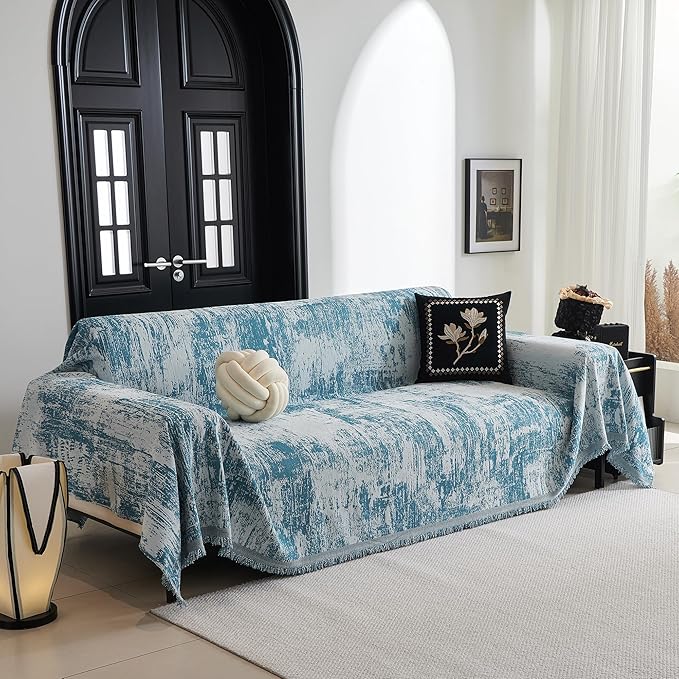 MYSKY HOME Couch Cover for Sectional Sofa Set Sage Geometric Furniture Sofa