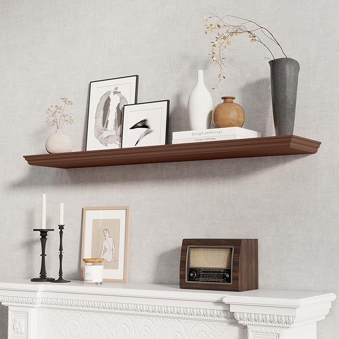 Fun Memories Floating Shelves 48 Inch Long, 9.3 Inch Deep Classic Crown Molding