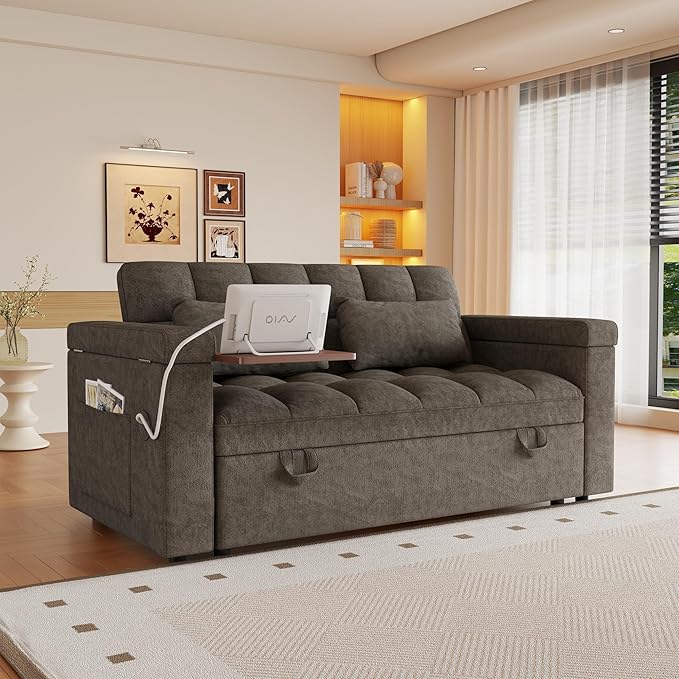 3 in 1 Convertible Sleeper Sofa, 65in Sleeper Couch