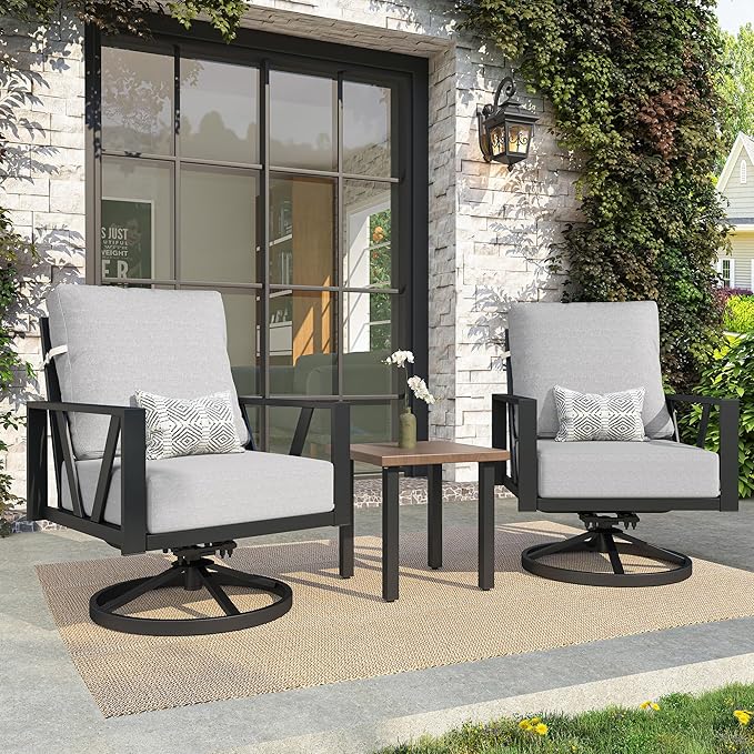 Outdoor Patio Swivel Rocking Chairs Set, Front Porch Furniture