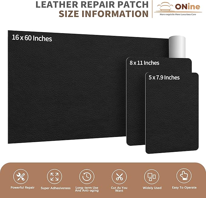 ONine Leather Repair Patch, Self-Adhesive Couch Patch，Multicolor Available