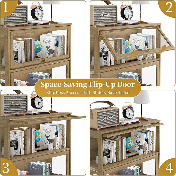 Display Cabinet with Acrylic Glass Doors, 4-Tiers Curio Cabinet with LED