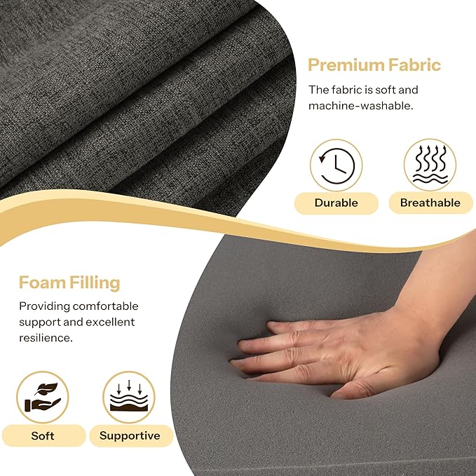 Recliner Cushions for Elderly 20X20X4 Inch Thick Seat Cushion for Recliner Chair with Non-Slip Bottom and Washable Cover Square Chair Cushions for Couch, Armchair, Floor (1, Dark Grey)