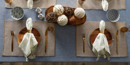 DII Two-Toned Collection Tabletop, Placemat Set, Stone, 6 Piece