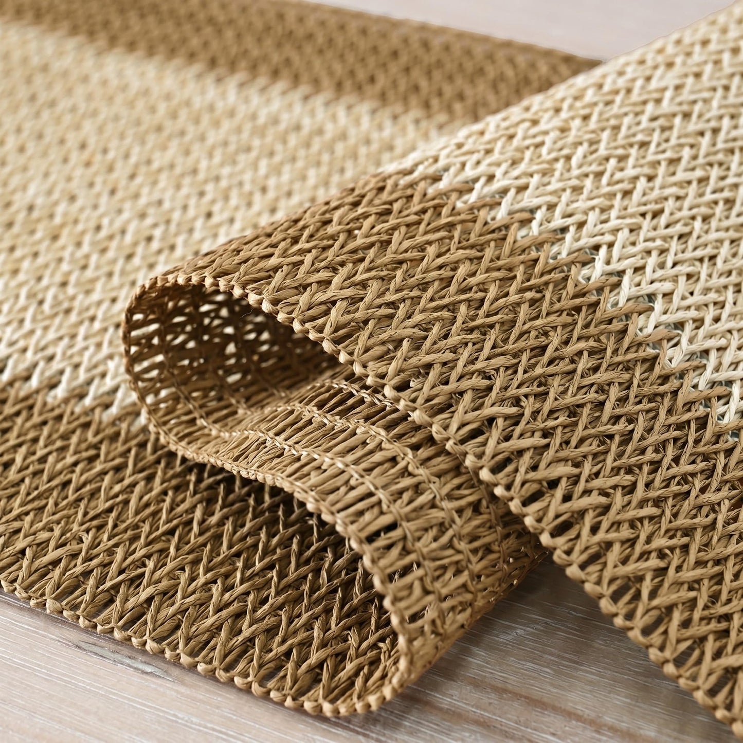Artoid Mode Burlap Brown Farmhouse Rustic Paper Braided Table Runner, Seasonal Christmas Woven Kitchen Dining Table Decoration for Home Party Decor 12x72 Inch