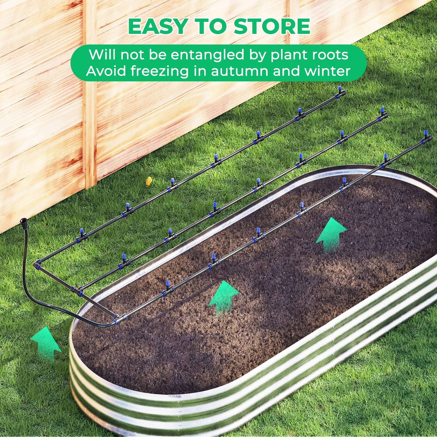 HIRALIY Raised Bed Drip Irrigation Kit Medium, DIY Garden Grid Watering System, Garden Irrigation System, for Flower Bed up to 3 x 8FT