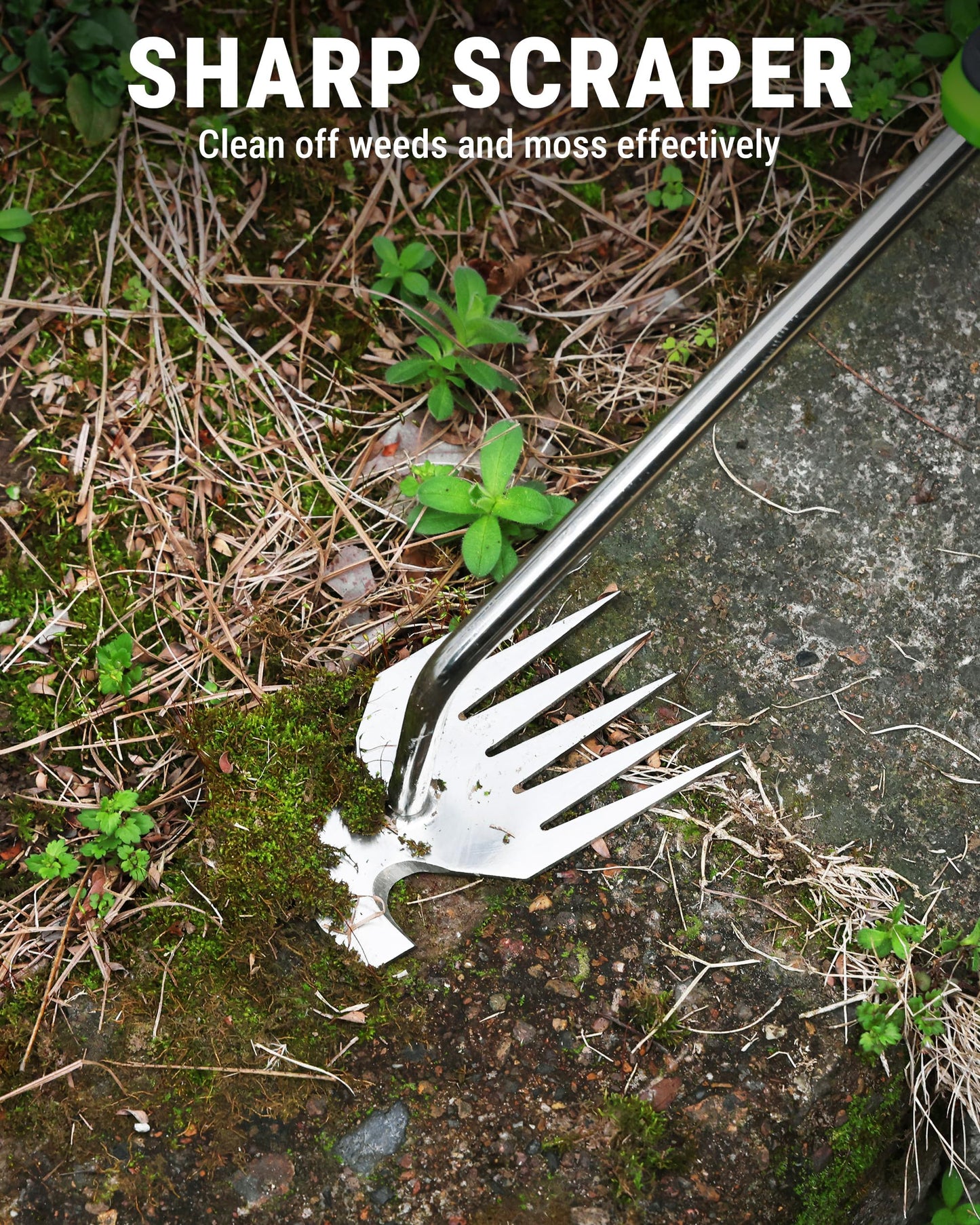 WORKPRO 15-Inch Weed Puller Tool, 6-Tine Heavy Duty Deep Root Remover for Dandelion, Stainless Steel Hand Weeder with Ergonomic Soft Grip for Lawn, Garden, and Yard