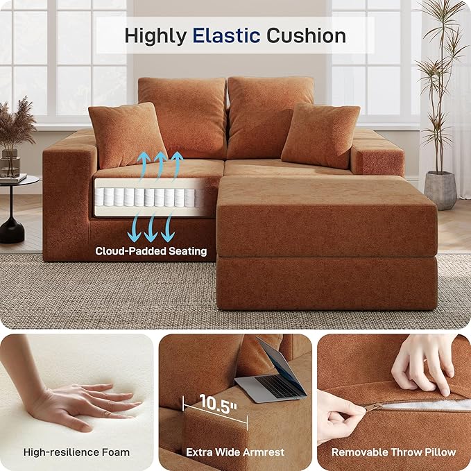Cloud Modular Sectional Sofa, Comfy Boneless Couch