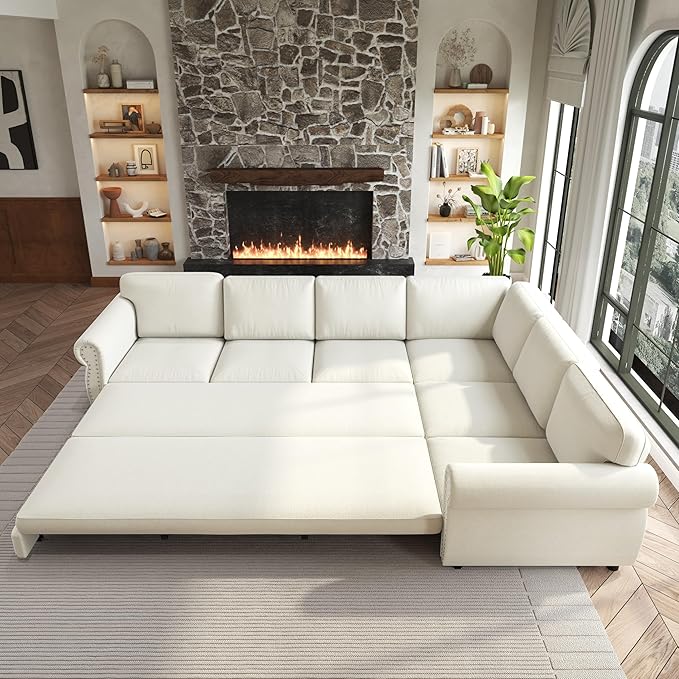 118" L-Shaped Sleeper Couch Bed