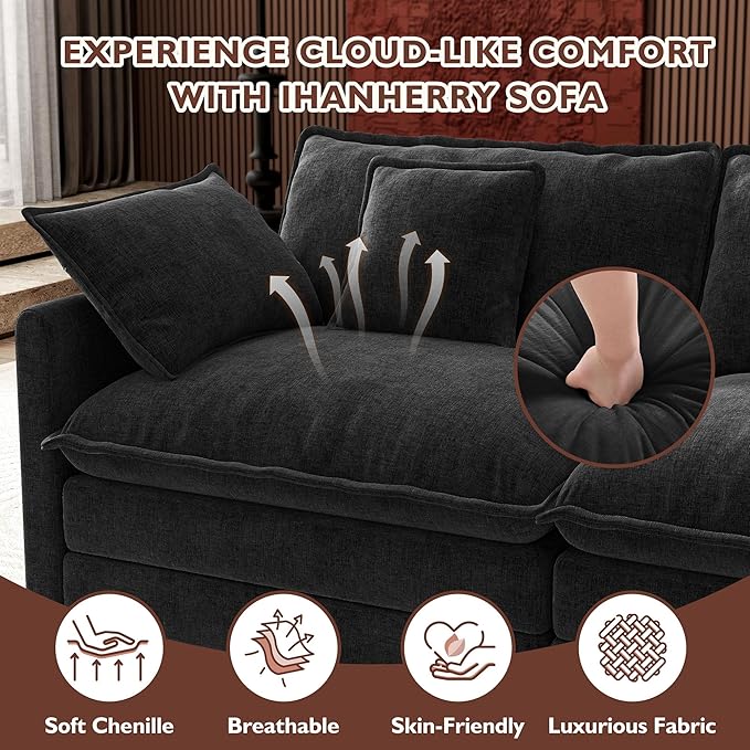 Ihanherry 114" V-Shaped Modern Sofa Modular Sectional Cloud Couch