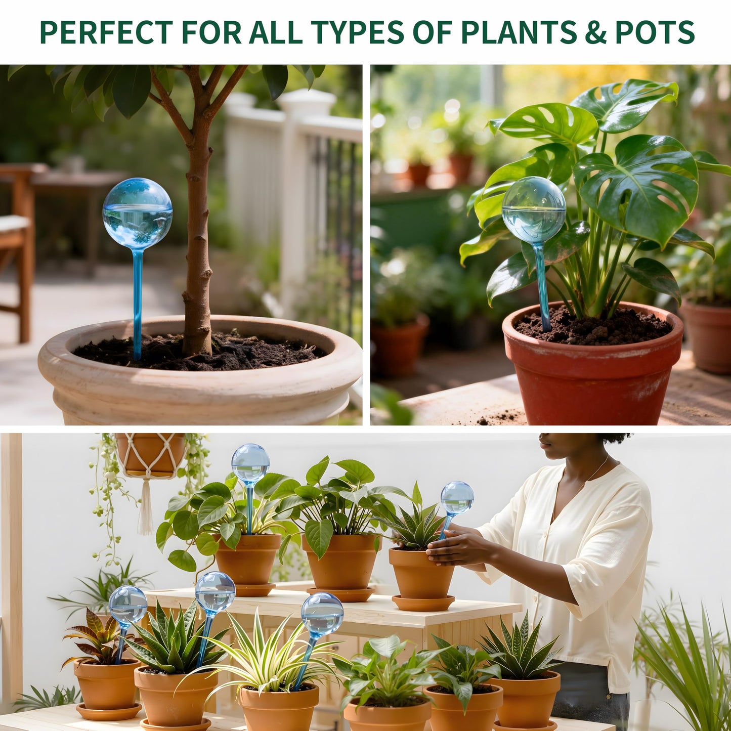 Soilagua 6-Pack Plastic Small Plant Watering Globes, Premium PVC Shatter-Resistant Plant Waterer, Self Watering Planter Insert with Tapered Opening, Automatic Watering Spikes for Daily & Vacation