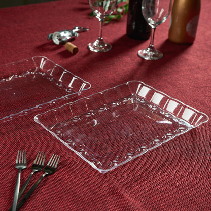 Plasticpro Plastic Serving Trays - Serving Platters Rectangle 9X13 Disposable Party Dish Includes 4 Trays