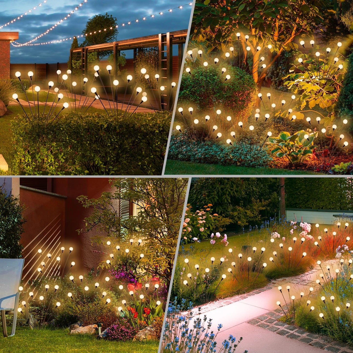 vignuto Solar Lights Outdoor Waterproof, 8 Packs 64LED, Solar Garden Lights, Garden Decor, Patio Decor, Unique Gifts for Women, Gifts for Grandma