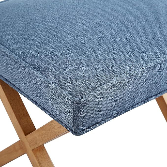 Amazon Brand – Rivet Mid-Century Modern X Stool Ottoman Chair, Indigo