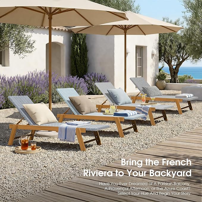 PURPLE LEAF Extra Large Patio Chaise Lounge 2 Pieces French Outdoor Wicker
