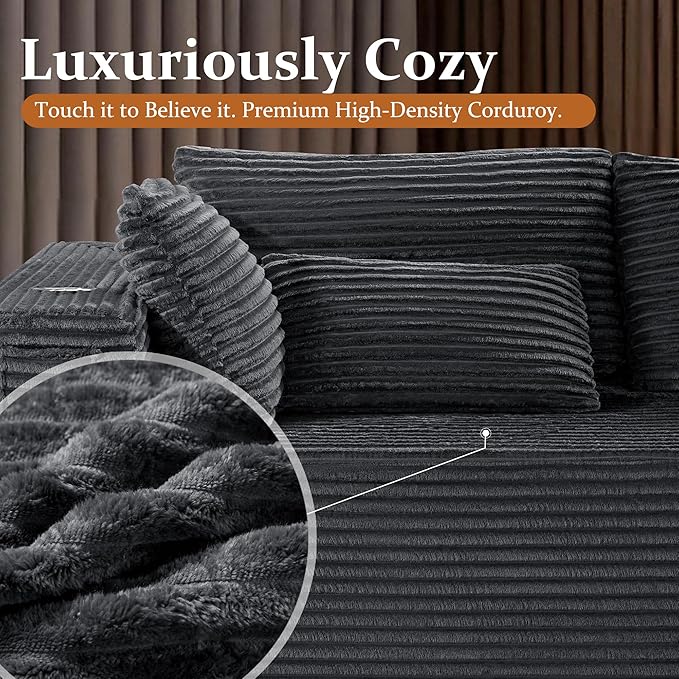 138" Cloud Sectional Couch, Comfort U Shaped Sofa