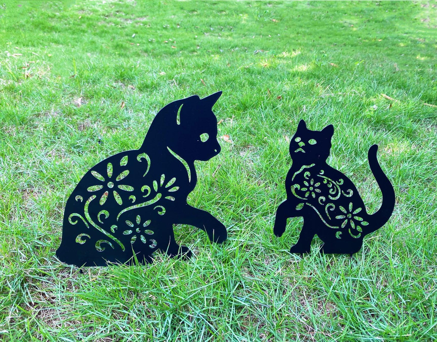 RANNYOZIO 3 Pack Cat Decorative Garden Stake Metal Cat Garden Statues Black Cats Silhouette for Yard Outdoor Decor Lawn Ornaments